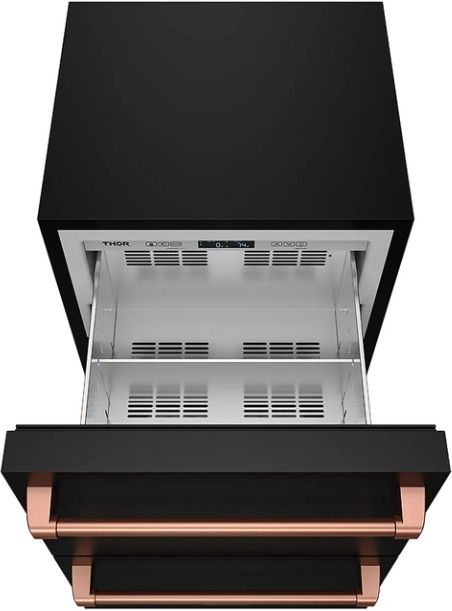 Thor Kitchen Gordon Ramsay Collection 3.4 Cu. Ft. Anti-Fingerprint Black Under the Counter Freezer Drawer with Rose Gold Handle-1