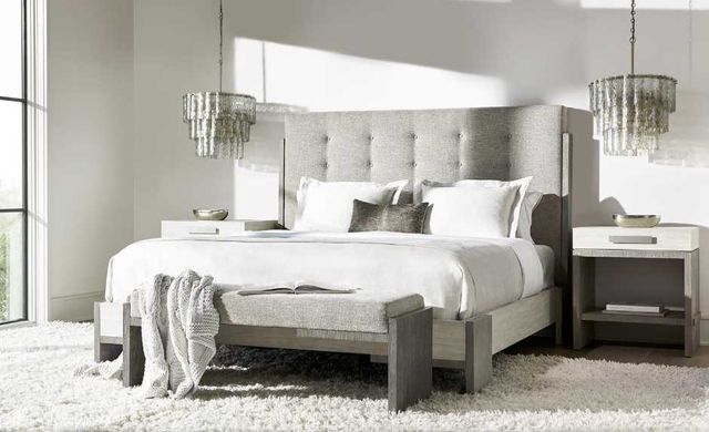 Bernhardt Foundations Gray/Light Shale California King Upholstered Panel Bed-1