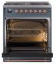 Ilve® Nostalgie II Noblesse 30'' Blue Gray Pro Style Dual Fuel Range with Copper Trim-1