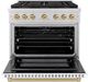 ZLINE Autograph Edition Paramount Series 36" Stainless Steel Pro Style Dual Fuel Range with White Matte Door and  Champagne Bronze Accents-1