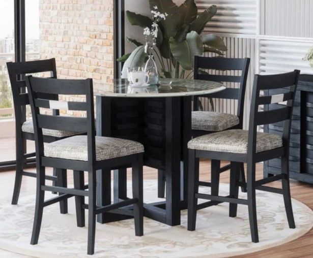 Jofran Inc. Altamonte 5-Piece Dark Charcoal/Gray Counter Dining Set-1