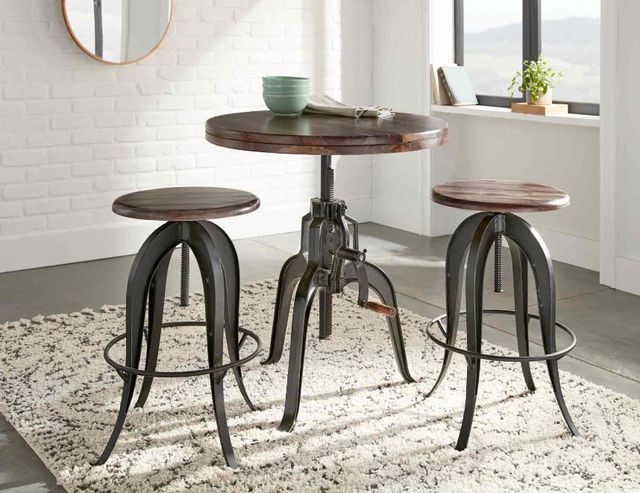 Steve Silver Co. Sparrow Brown Adjustable Stool with Black Frame-1