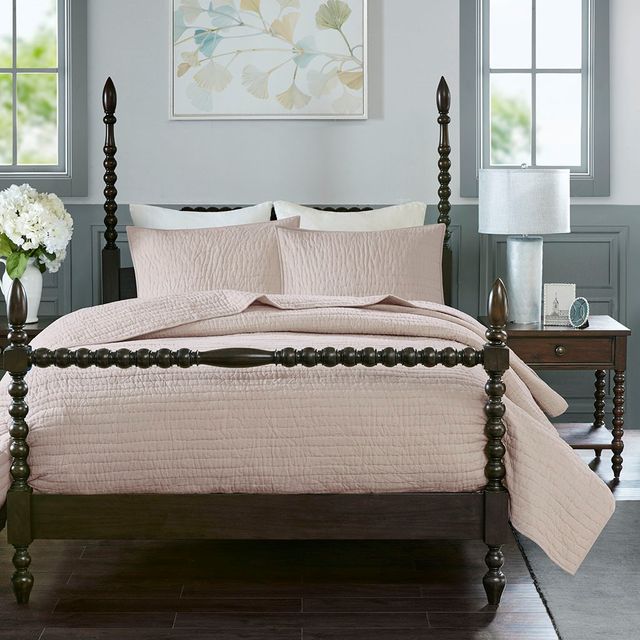 Olliix by Madison Park Signature Serene Blush Full/Queen Cotton Hand Quilted Coverlet Set-1