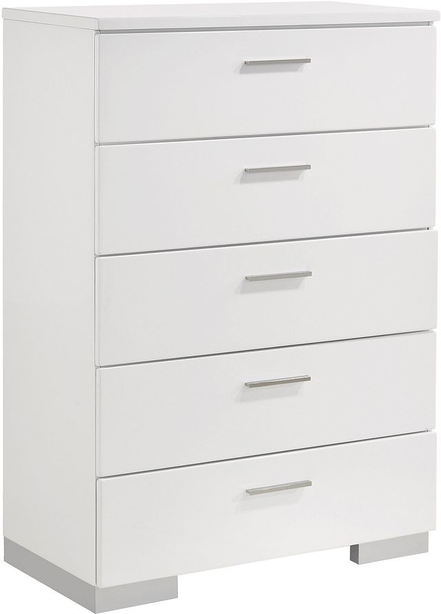 Coaster® Felicity 5-Piece Glossy White Twin Bedroom Set-3