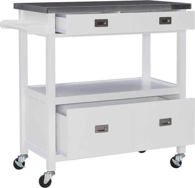 Linon Sydney White Kitchen Cart-4