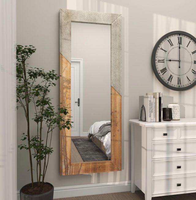 Deco Marche Brown 28" Diagonal Split Silver Wall Mirror-4