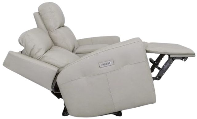 Flexsteel® Barnett Timber Leather Power Reclining Loveseat with Console, Power Headrests and Lumbar-1