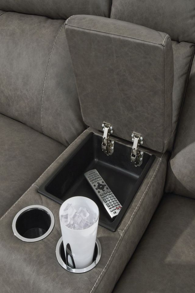 Signature Design by Ashley® Roman Smoke Power Reclining Loveseat with Console-4