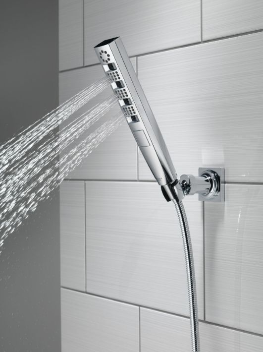 Delta Universal Showering Lumicoat® Chrome H2Okinetic® 4-Setting Wall Mount Hand Shower-1