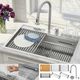 Forno Acqua MultiSINK Stainless Steel 10" Dual Mount 3-Level Workstation Sink with Faucet, Waterfall and Glass Rinser-0