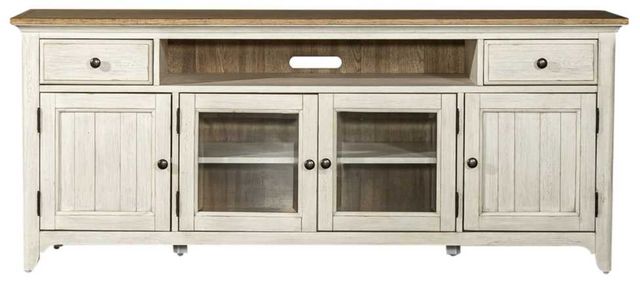 Liberty Furniture Farmhouse Reimagined Antique White/Chestnut Entertainment TV Stand-2