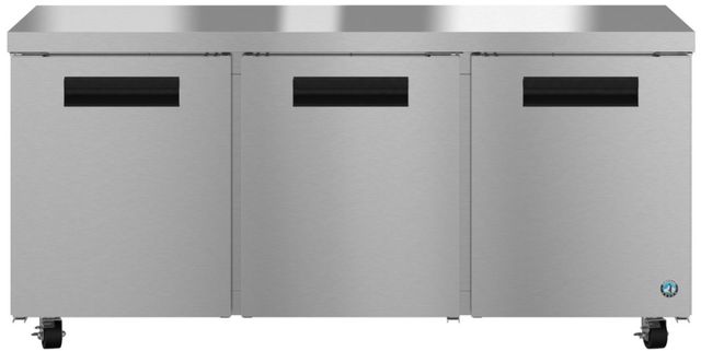 Hoshizaki Steelheart® 72" 21.25 Cu. Ft. Stainless Steel Three Section Undercounter Refrigerator with Lock-0