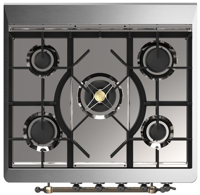 Ilve® Majestic III 30" Custom Pro Style Dual Fuel Natural Gas Range with Solid Door and Burnished Trim-2