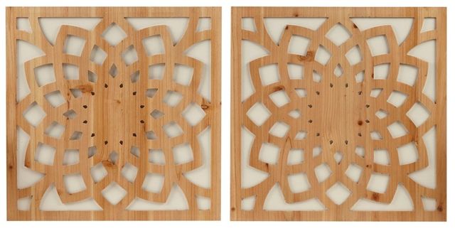 Olliix by Madison Park Lotus Medallion Natural Wood Wall Decor Set-0