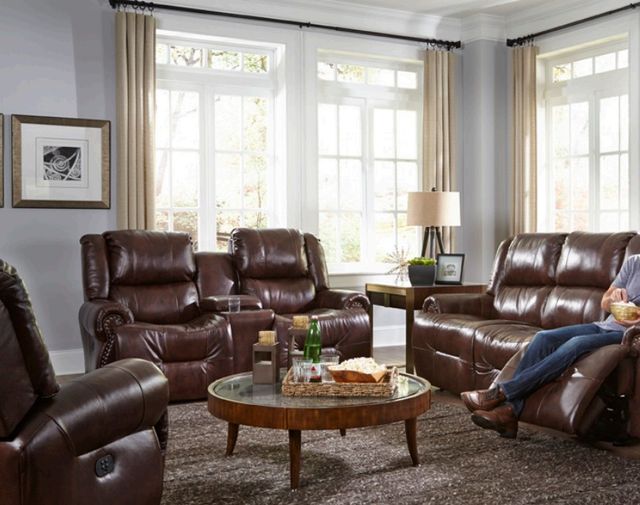 Best® Home Furnishings Customizable Genet Leather Power Reclining Rocker Loveseat with Console and Tilt Headrest-1