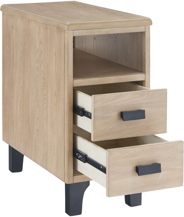 Signature Design by Ashley® Freslowe Light Brown 2 Drawers Chairside End Table with Black Legs -1