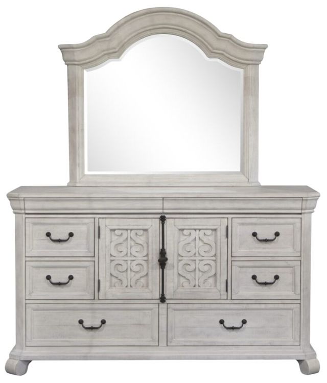 Magnussen Home® Bronwyn Alabaster/Toasted Nutmeg Dresser and Shaped Mirror-3