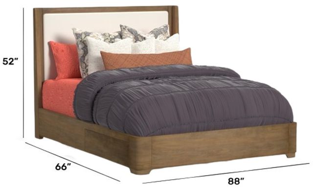 Flexsteel® Normandy Cream/Driftwood Queen Upholstered Storage Panel Bed-2