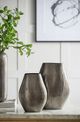 A & B Home Silver Aluminum Layered Chisel Oval Vase-4