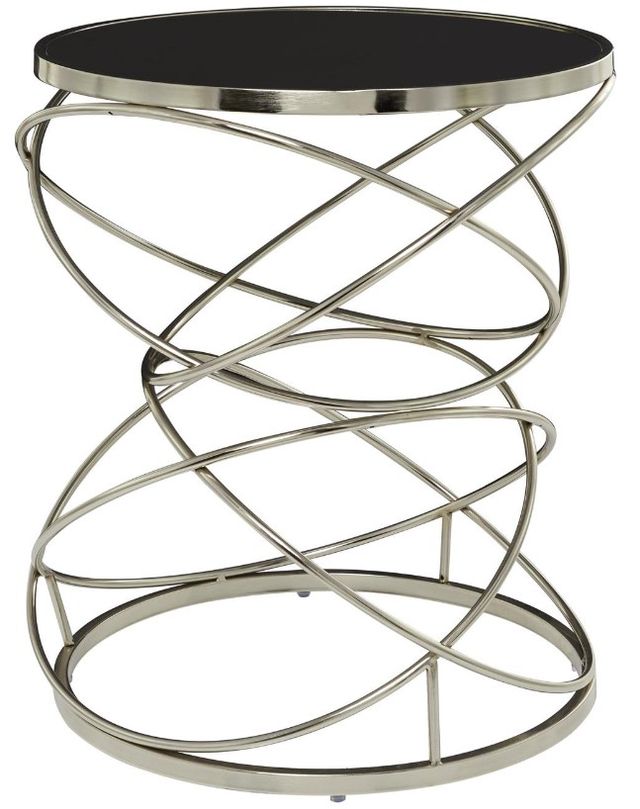 Deco Marche U Select Black Accent Table with Silver Open Ring Base-1