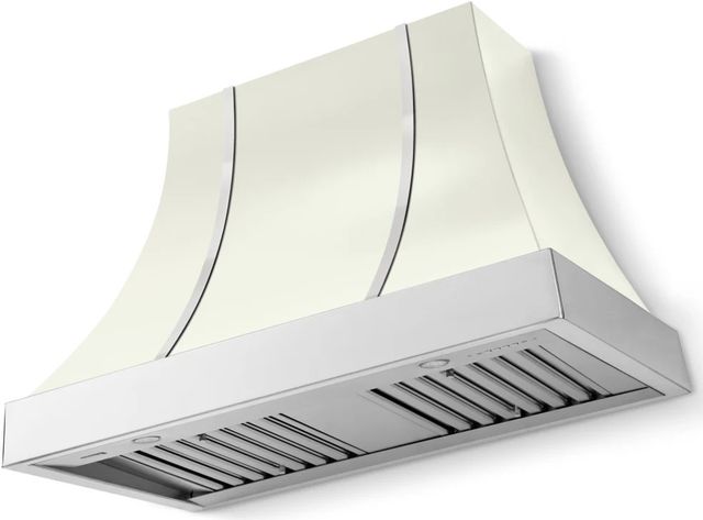 La Cornue CornuFé Cascade 44" Pure White Wall Mounted Range Hood with Polished Chrome Trim-0