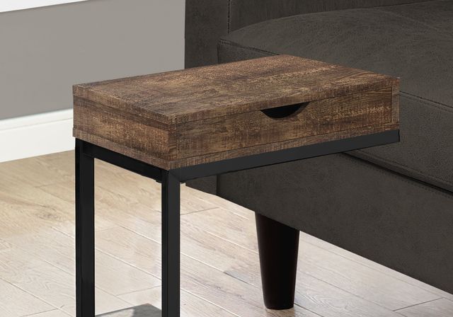 Monarch Specialties Inc. Brown Reclaimed Wood Drawer Table with Black Metal Base -2