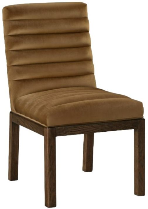 Meridian Furniture Evelyn Saddle/Walnut Velvet Upholstered Side Chair-0