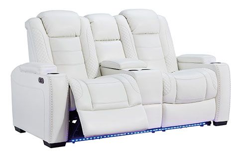 Signature Design by Ashley® Party Time White Power Reclining Loveseat-4