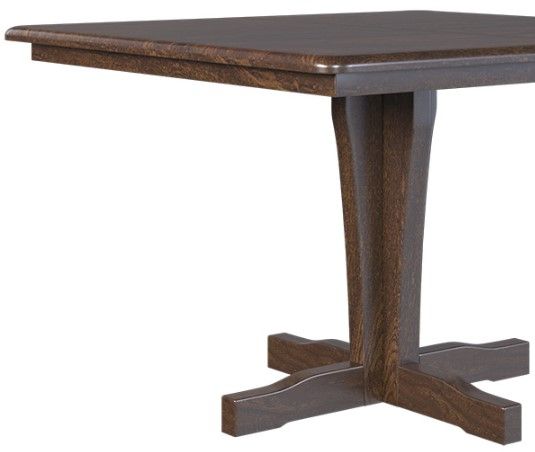 Country View Woodworking Customizable Albany Red Oak Top Dining Table with 2-Leaves and Brown Maple Base-1