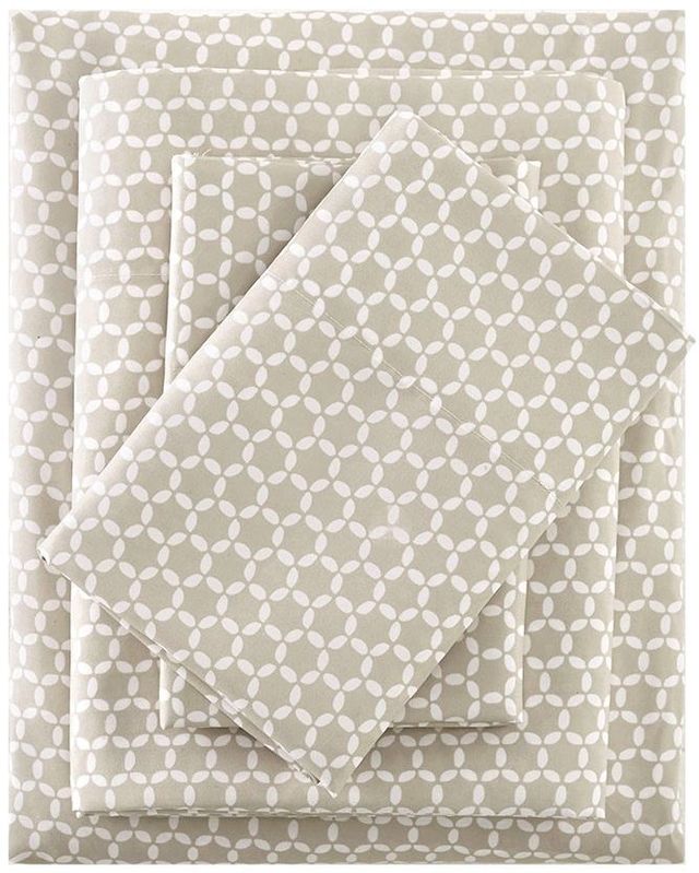 Olliix by Madison Park Tan Twin 3M Microcell Print Sheet Set-0