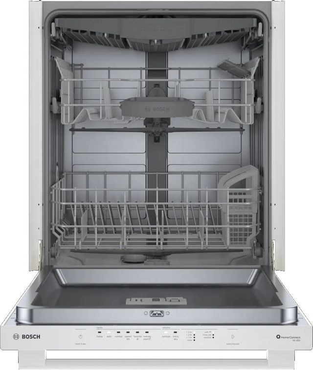 Bosch® 100 Series 24" White Top Control Built In Dishwasher-2