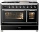 Ilve® Majestic III 48" Glossy Black Pro Style Dual Fuel Liquid Propane Range with Triple Glass Door and Chrome Trim-1