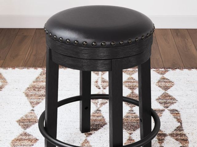 Signature Design by Ashley® Valebeck Black Upholstered Swivel Bar Stool-2