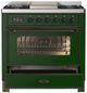 Ilve® Majestic III 36" Emerald Green Pro Style Dual Fuel Natural Gas Range with 6 Black Brass Burners and Burnished Trim-2