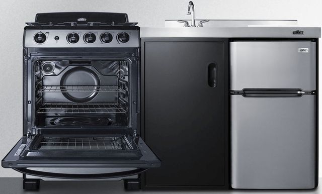 Summit® 63" Black and Stainless Steel All-In-One Kitchenette-2