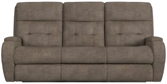 Flexsteel® Customizable Strait Leather Power Reclining Sofa with Power Headrest-3