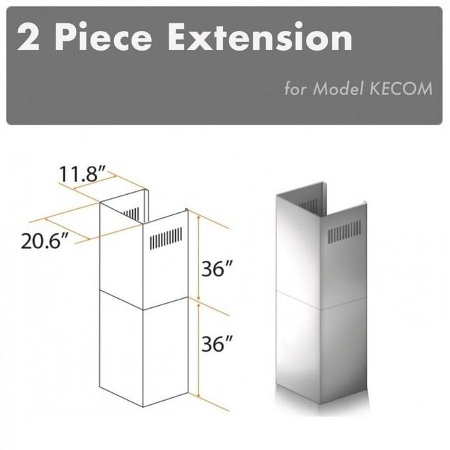 ZLINE 36" Stainless Steel Chimney Extension-3