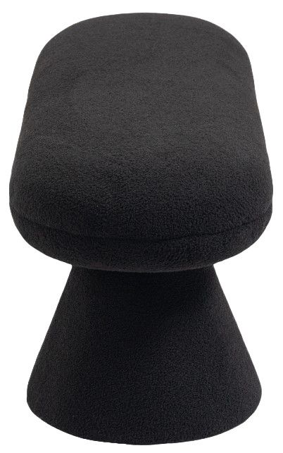 Meridian Furniture Drum Black Faux Shearling Teddy Fabric Upholstered Bench-2