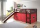 Donco Kids Mission Dark Cappuccino Twin Low Loft Bed With Red Tent Kit-1