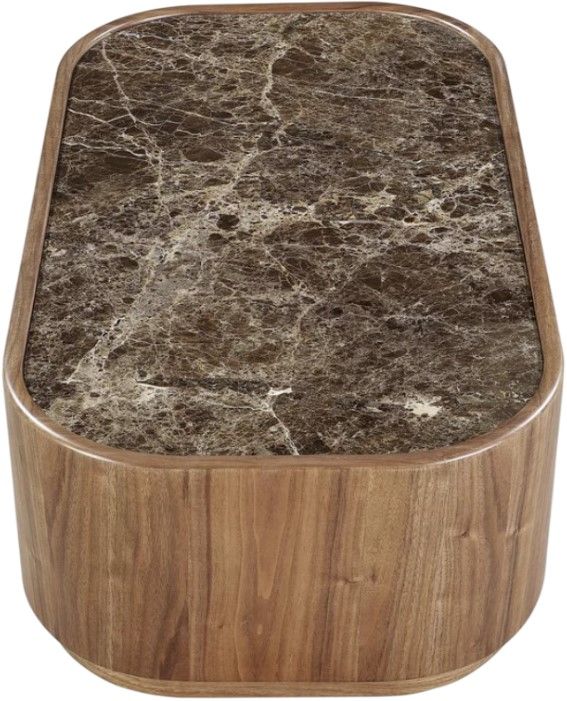 Modus Furniture Juba Marble Top Coffee Table with Mongoose Base-3