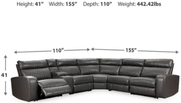 Signature Design by Ashley® Samperstone 6-Piece Gray Power Reclining L-Shape Sectional-2
