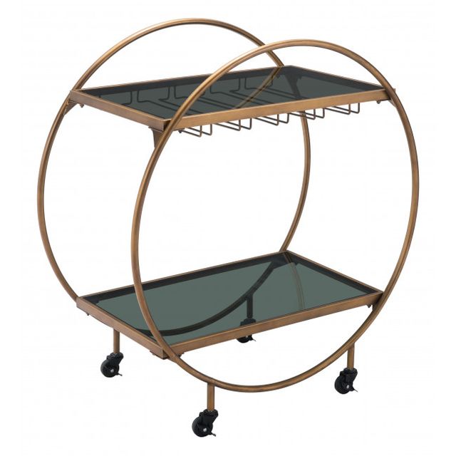 Zuo® Modern Arc Gold and Black Bar Cart-0