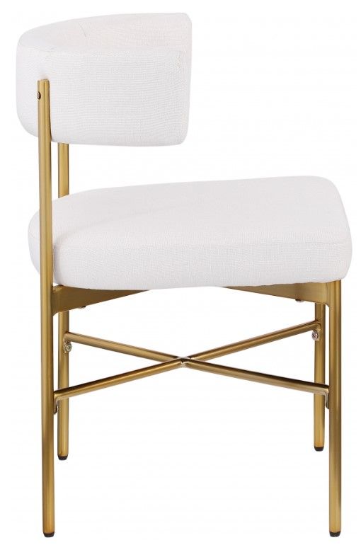 Meridian Furniture Rivage Cream/Brushed Gold Upholstered Dining Side Chair-2
