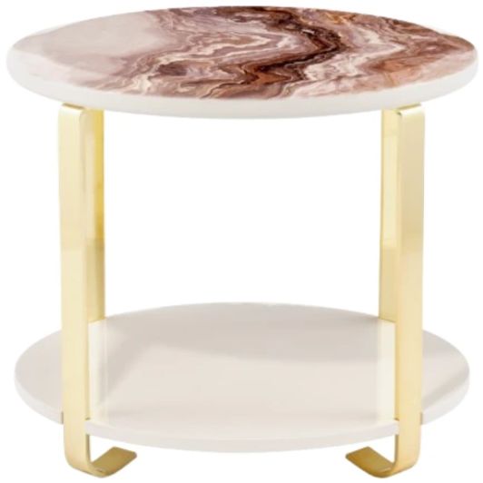 Michael Amini® Ariana Beige End Table with Gold Base-2