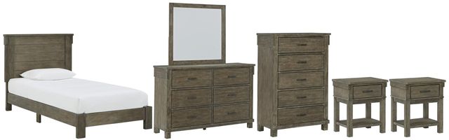 Signature Design by Ashley® Shamryn 6-Piece Grayish Brown Twin Panel Bed Set-0