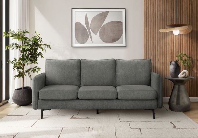 Monarch Specialties Inc. Dark Grey 77" Sofa with Black Metal Legs-1