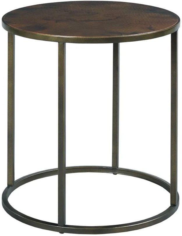 Hammary® Sanfod Acid Washed Copper Top Round End Table with Antique Bronze Base-0