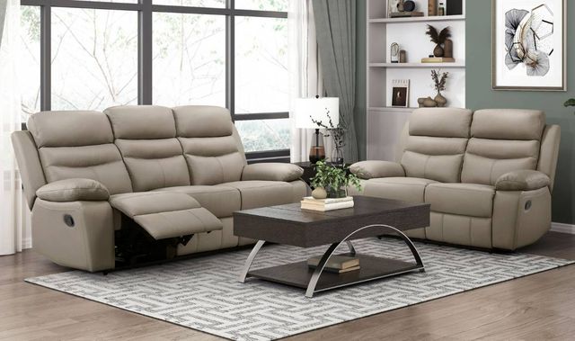 Homelegance® Hancock Latte Leather Double Manual Reclining Sofa-1