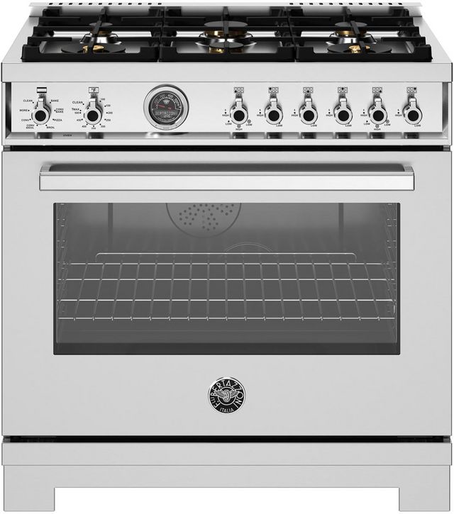 Bertazzoni Professional Series 36" Fingerprint Resistant Stainless Steel Pro Style Dual Fuel Range