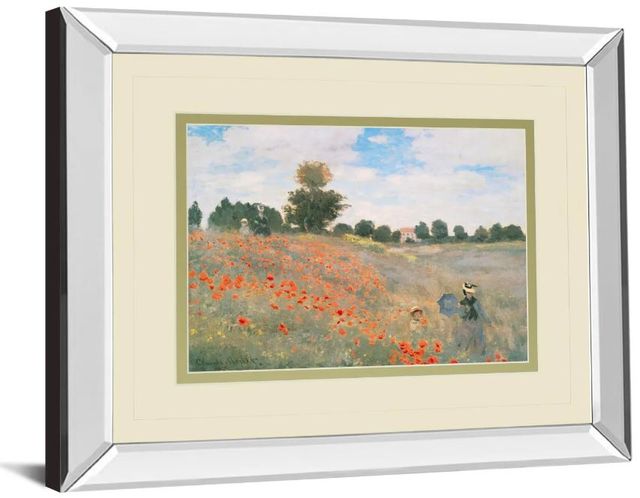 Classy Art Wild Poppies Near Argenteuil by Claude Monet Mirror Framed Wall Art-1